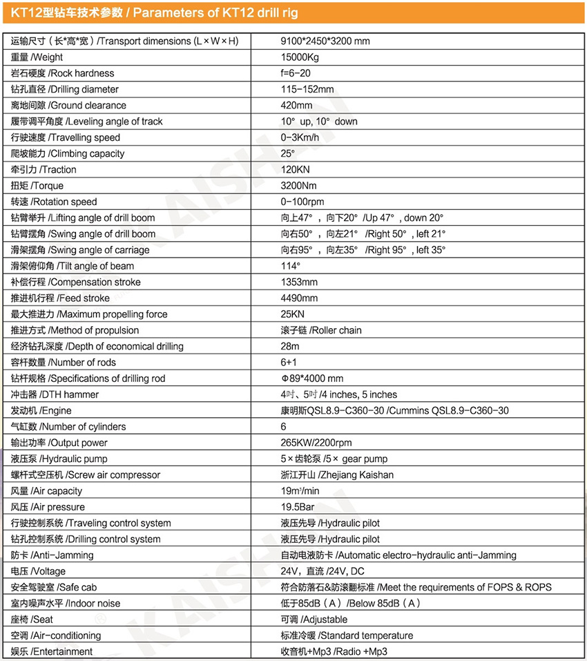 KT12型一体式露天潜孔钻车